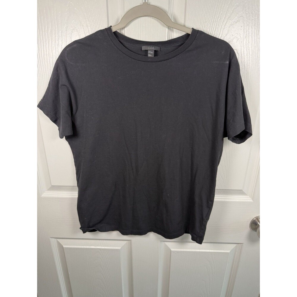 COS Womens Size XS Black T-Shirt 100% Cotton Quiet Luxury Natural Fibers